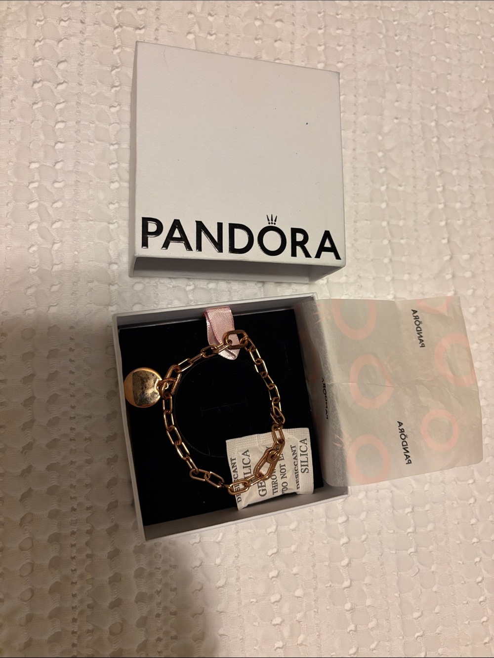Pandora Rose Gold Link Bracelet with Disc Charm